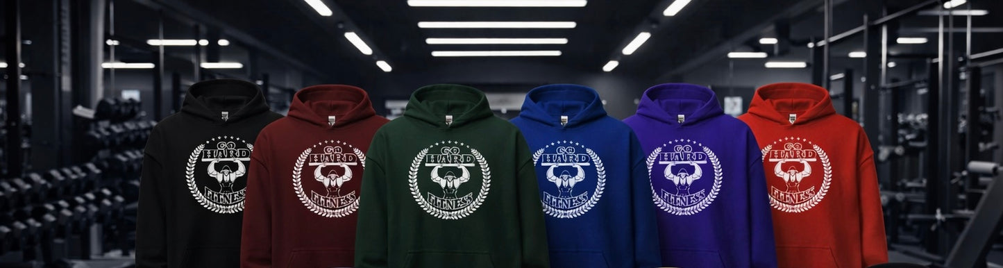 Go Hard Fitness Hoodie White Logo