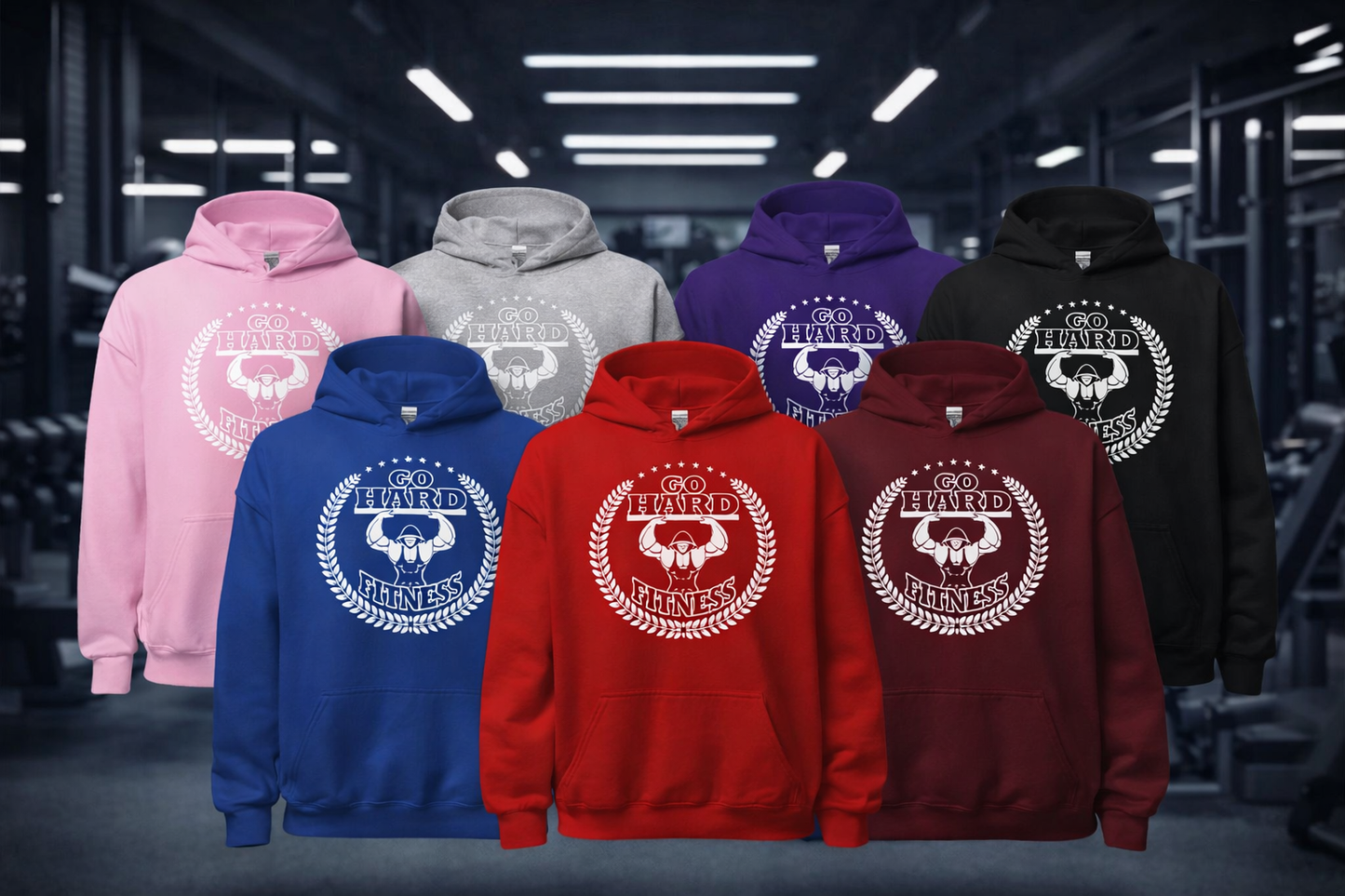 Go Hard Fitness Hoodie White Logo